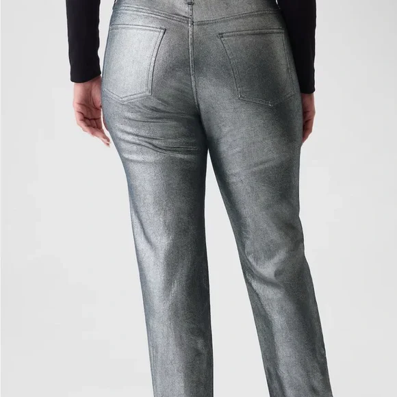 High Rise Metallic '90s Straight Jeans - Picture 6 of 7